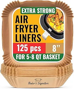 Air Fryer Paper Liners, 125Pcs Air Fryer Disposable Liners, Non-Stick and Oil Proof for Easy Cleanup