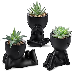 3pcs Fake Succulents Plants Artificial for Black Bathroom Bedroom Home Living Room